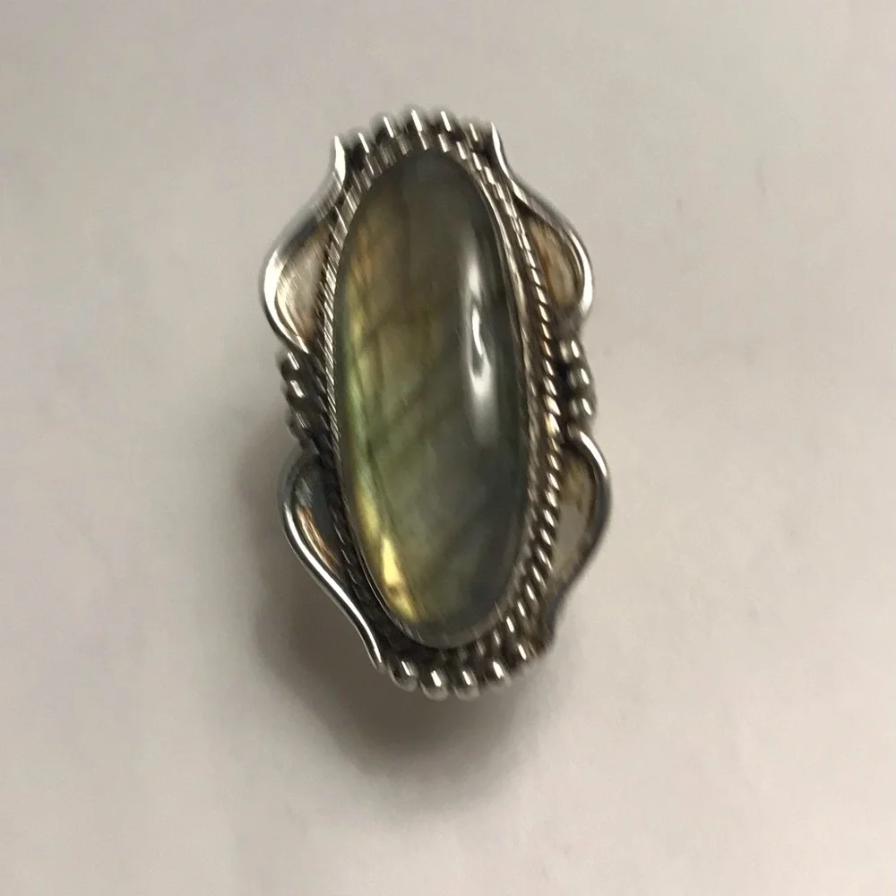 Labradorite Stamped 925 Sterling Silver Ring